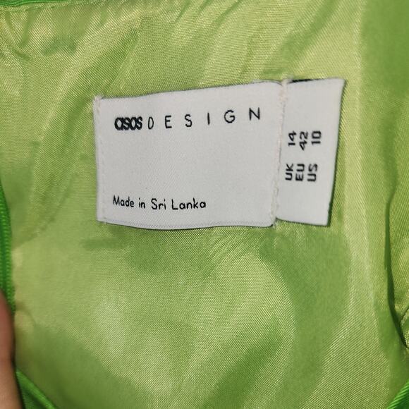 ASOS Design Bright Green Sleeveless Fitted Dress Size 10 (UK 14 / EU 42) - Picture 7 of 11